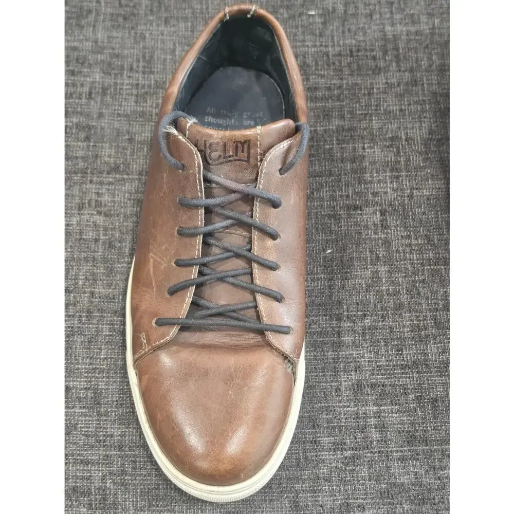 HELM Boots The Xander Brown Leather Sneakers Mens 9.5 M Low Top Casual